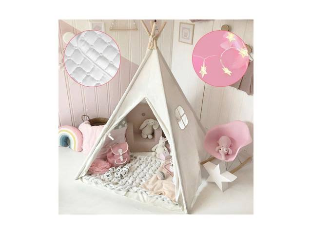 Kids Foldable Play Tent with Mat & Light String & Carry Case F70149