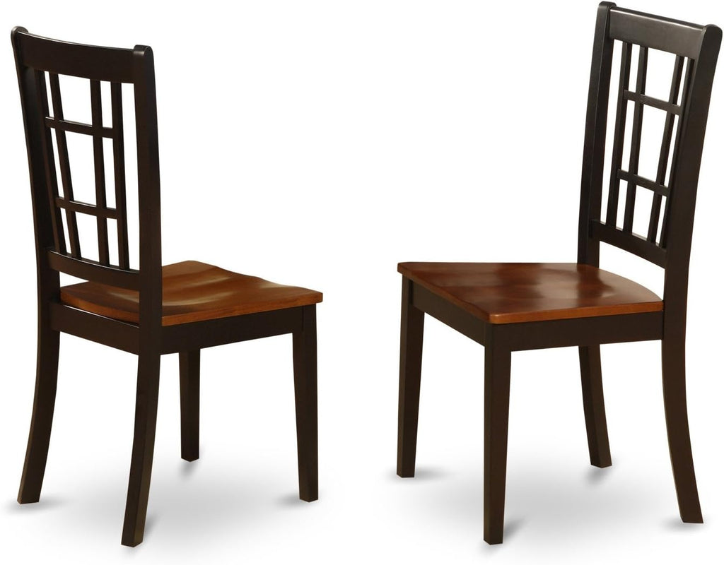 7 Piece Oval Dining Table with Butterfly Leaf and 6 Wood Seat Chairs, Black & Cherry U466