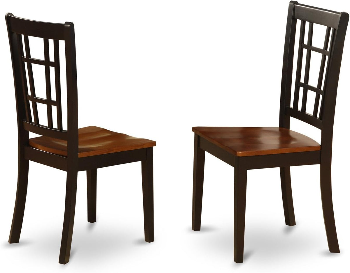 7 Piece Oval Dining Table with Butterfly Leaf and 6 Wood Seat Chairs, Black & Cherry U466