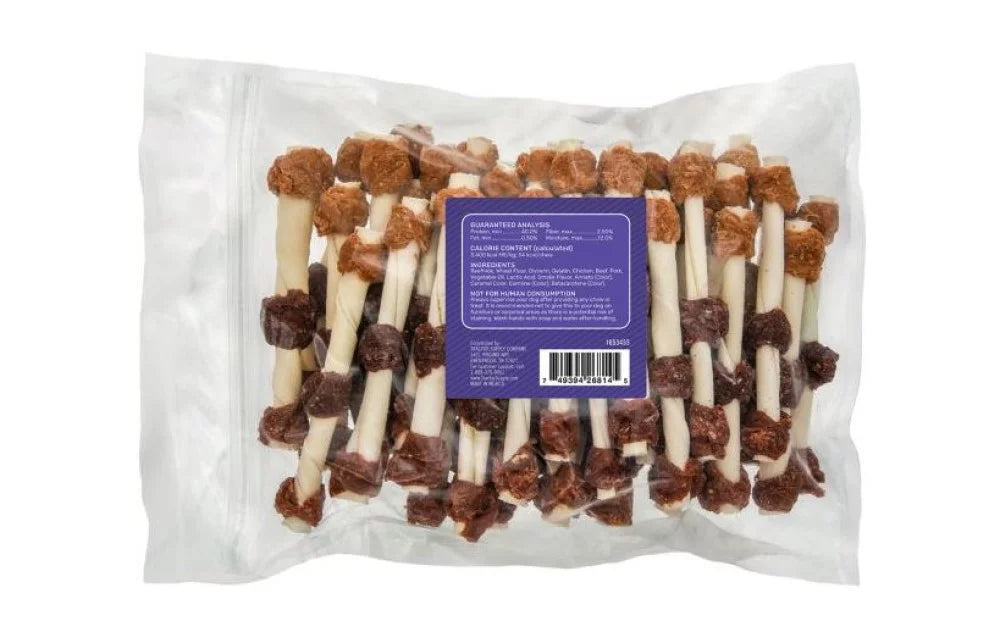 45 Count Natural Pork Chicken Beef Flavor Dog Rawhide Chews G315
