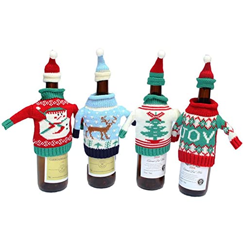 4 Pack Christmas Wine Bottle Covers and Hats Kit R793956