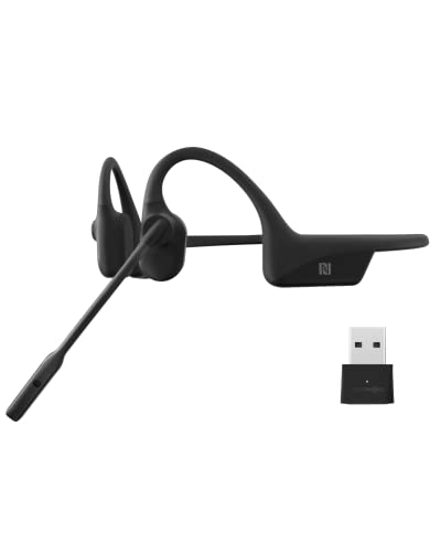 Black Wireless Bone Conduction Bluetooth Headset with Noise-Canceling Boom Microphone Q328621