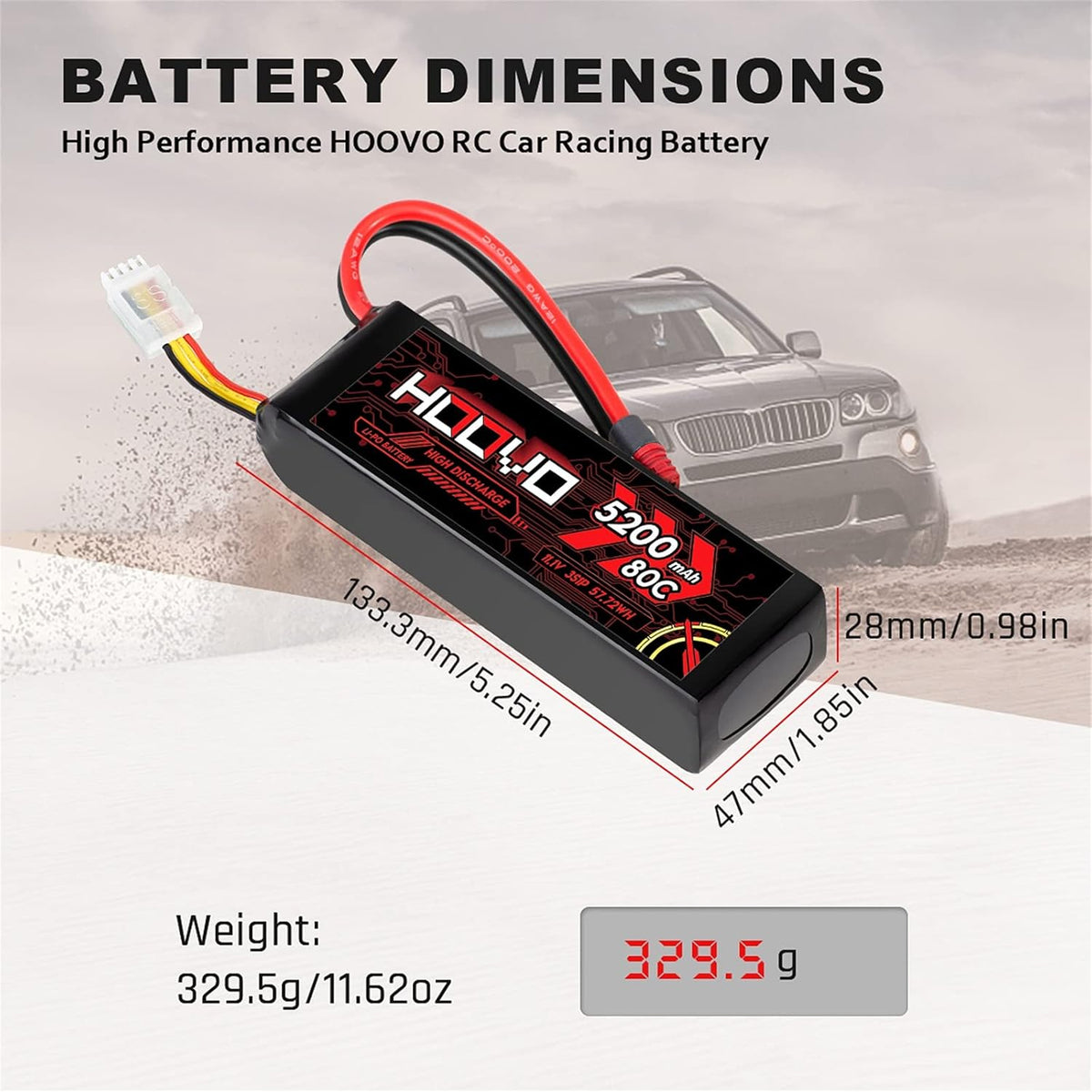 3S 11.1V 80C 5200mAh LiPo Battery with Deans T Plug 2 Packs E1866