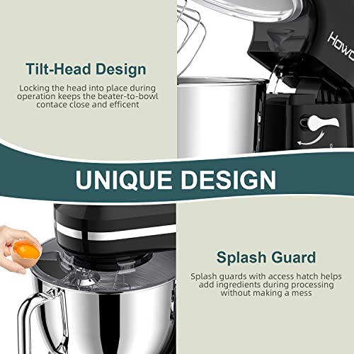 Blue Electric Stand Mixer with 6.5QT Stainless Steel Bowl T8147