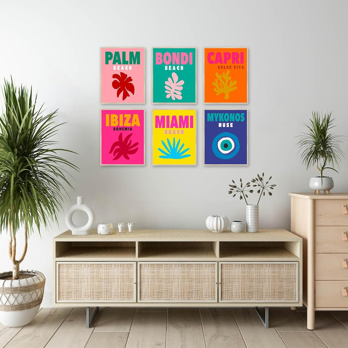 Preppy Posters for Dorm Decor, Colorful Preppy Wall Art Travel Prints, Pink Pastels College Maximalist Decor (8"x10", unframed) B3190