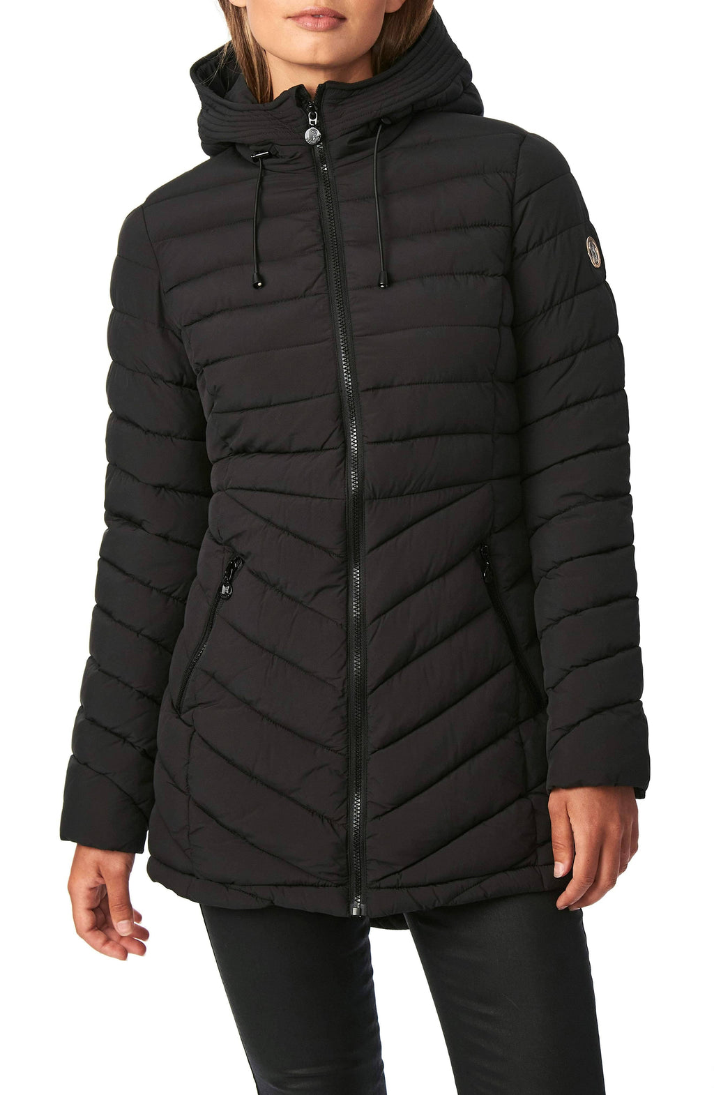 Black Quilted Micro Touch Coat Y316
