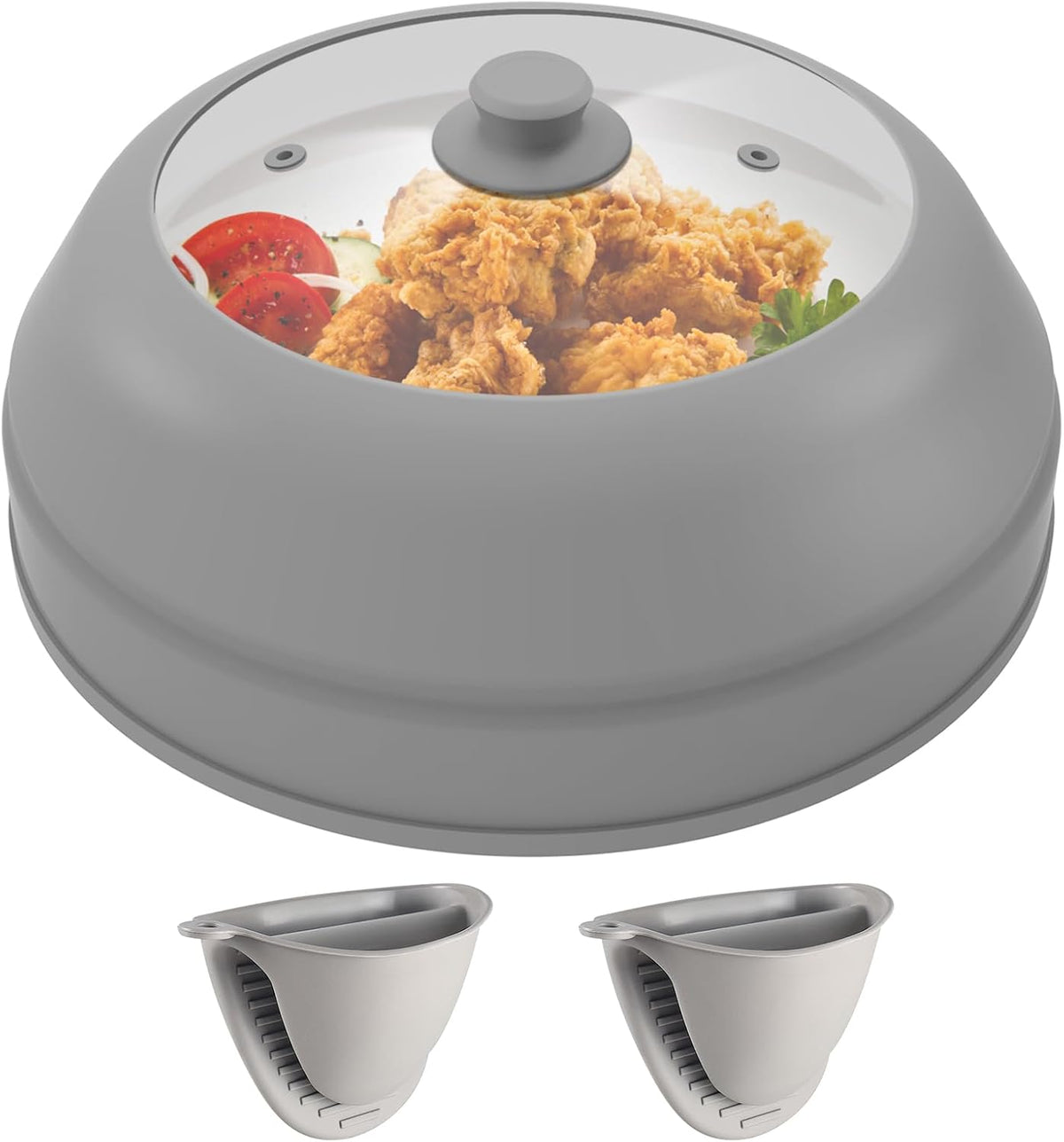 10.5 inch Microwave Plate Cover with Collapsible Silicone and Glass O318