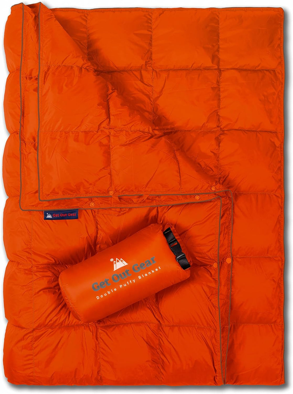 Double Puffy Camping Blanket Water-Resistant Camp Quilt Blue Red O43543