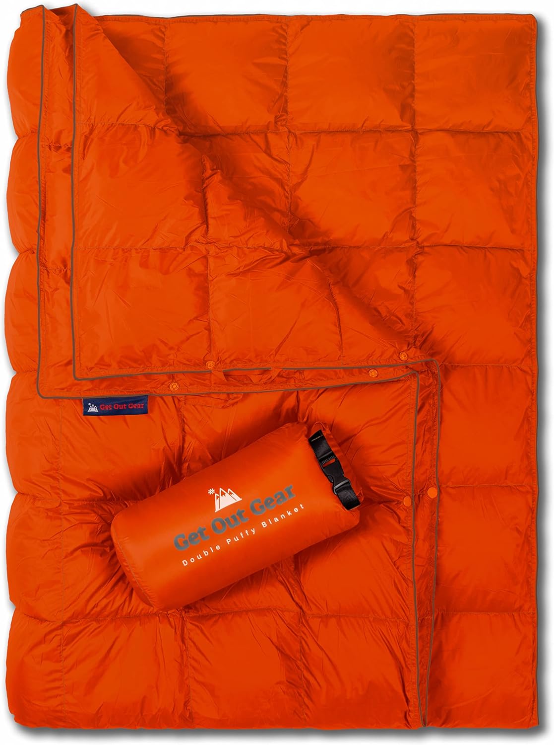 Double Puffy Camping Blanket Water-Resistant Camp Quilt Blue Red O43543