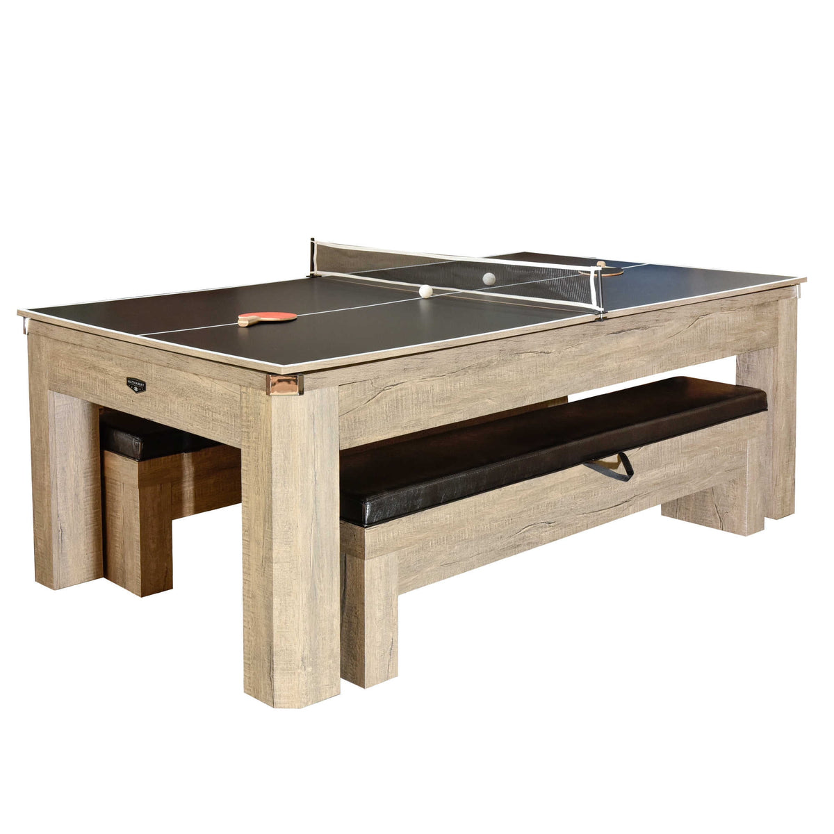 Rustic Gray 7-ft Pool Table Combo Set with Benches U2316