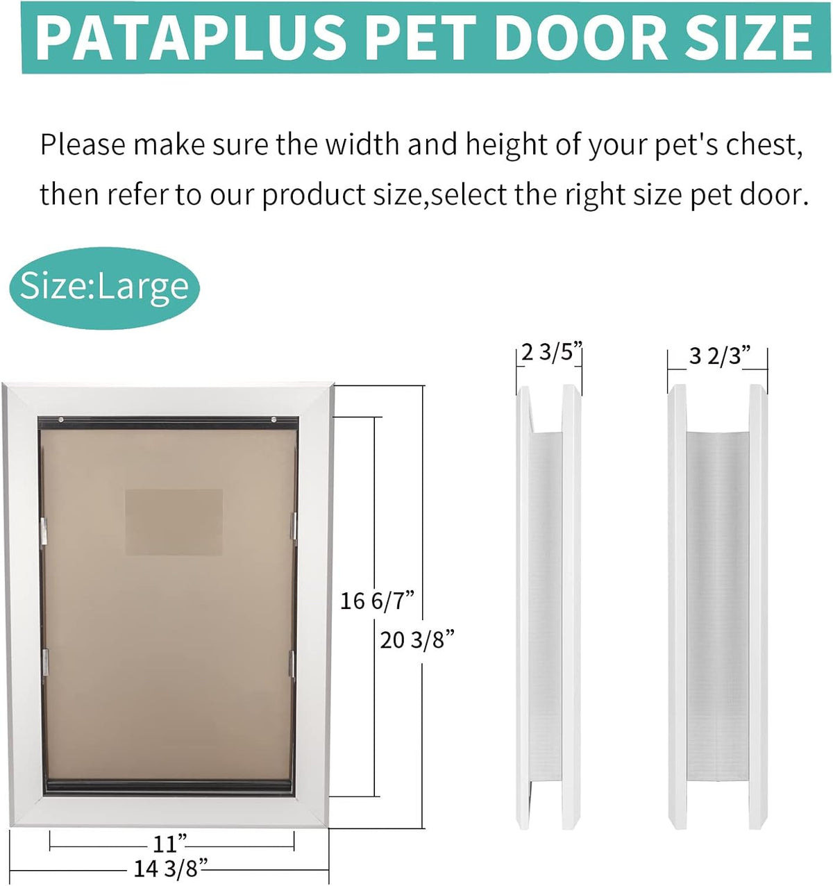 Large Pet Door Aluminum Dog Door Cat Door with Slide-in Lock Panel and Magnetic Flaps K2278