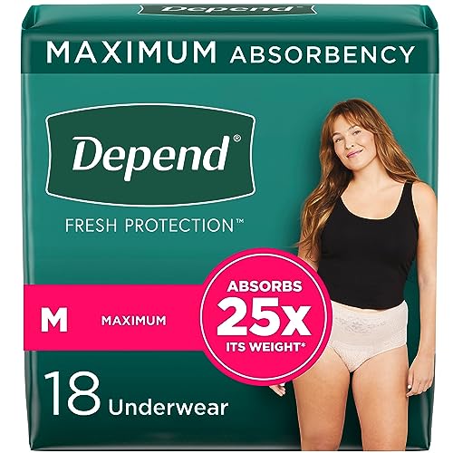 Medium Disposable Incontinence Underwear for Women, Blush, 18 Count E3805