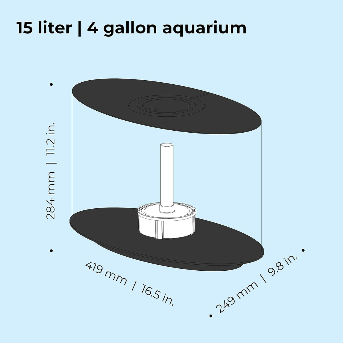 4-gallon Acrylic Aquarium with White LED Lights I15649