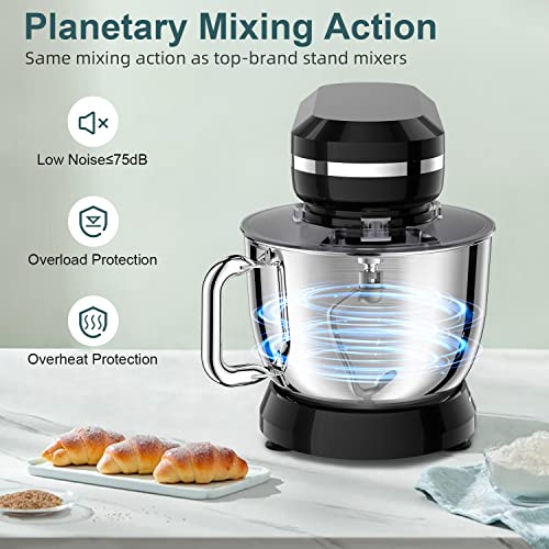 Blue Electric Stand Mixer with 6.5QT Stainless Steel Bowl T8147