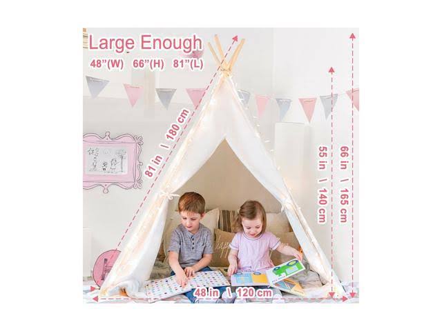 Kids Foldable Play Tent with Mat & Light String & Carry Case F70149