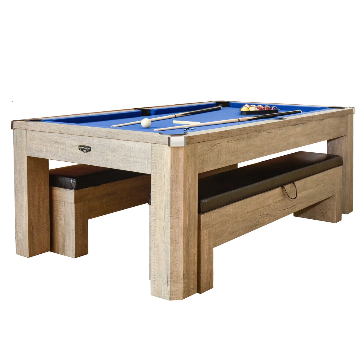 Rustic Gray 7-ft Pool Table Combo Set with Benches U2316