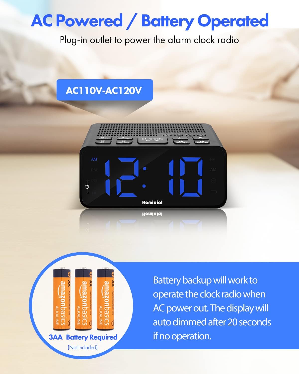 1.4” LED Digital Alarm Clock Radio with AM/FM Radio E38209
