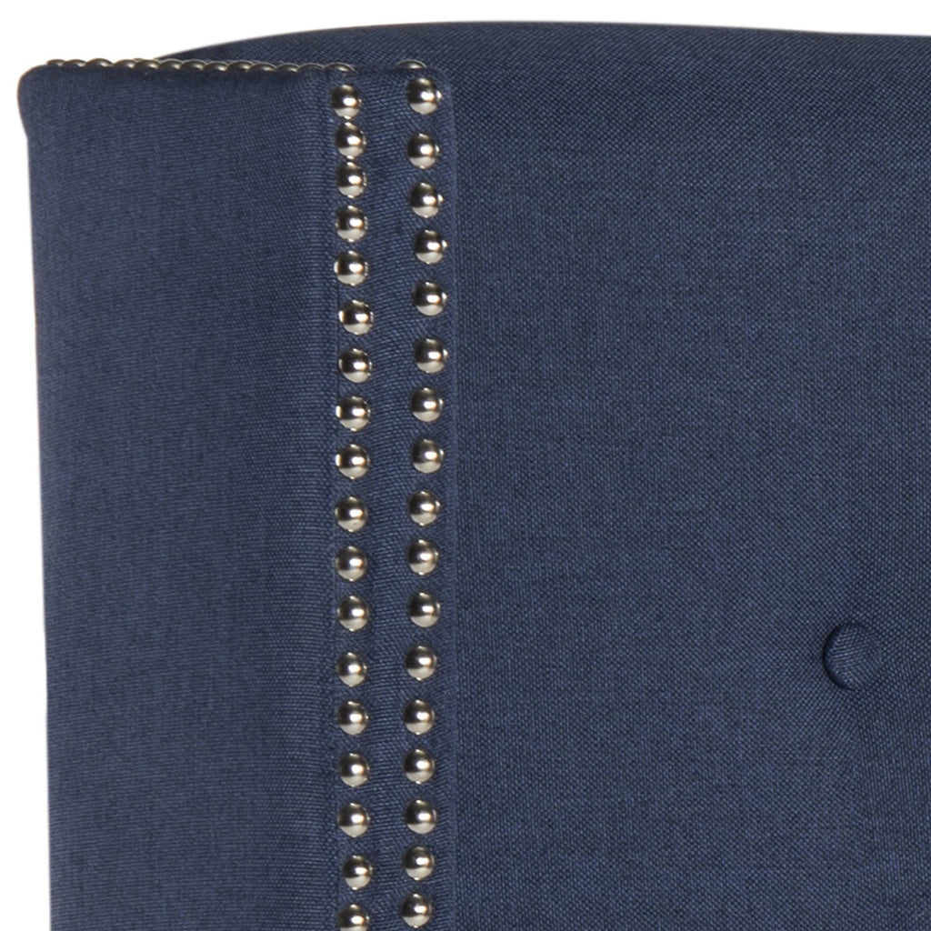 Navy Linen Tufted Winged Headboard Queen G359