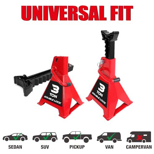 2 Ton Capacity Steel Car Jack Stands, 1 Pair Y592