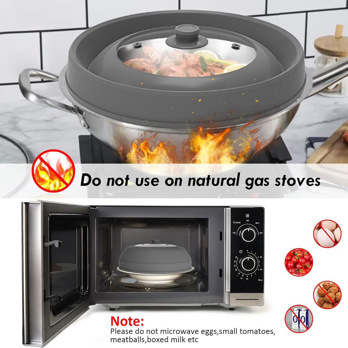 10.5 inch Microwave Plate Cover with Collapsible Silicone and Glass O318