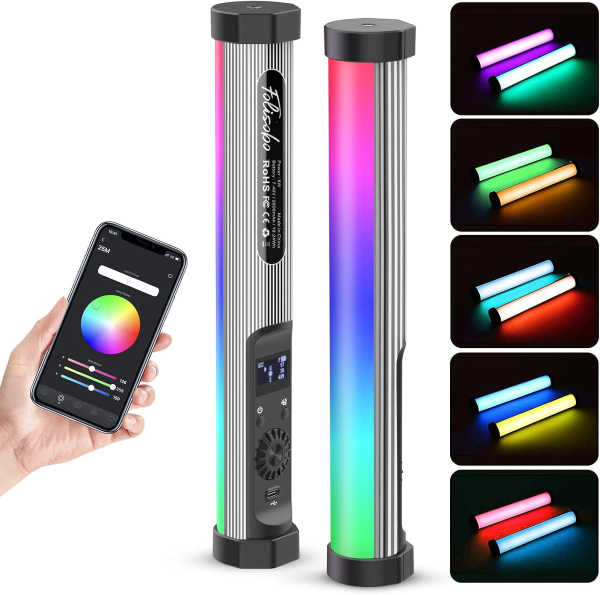 RGB LED Video Light Stick Handheld 2600mAh 2500-8500K U773844