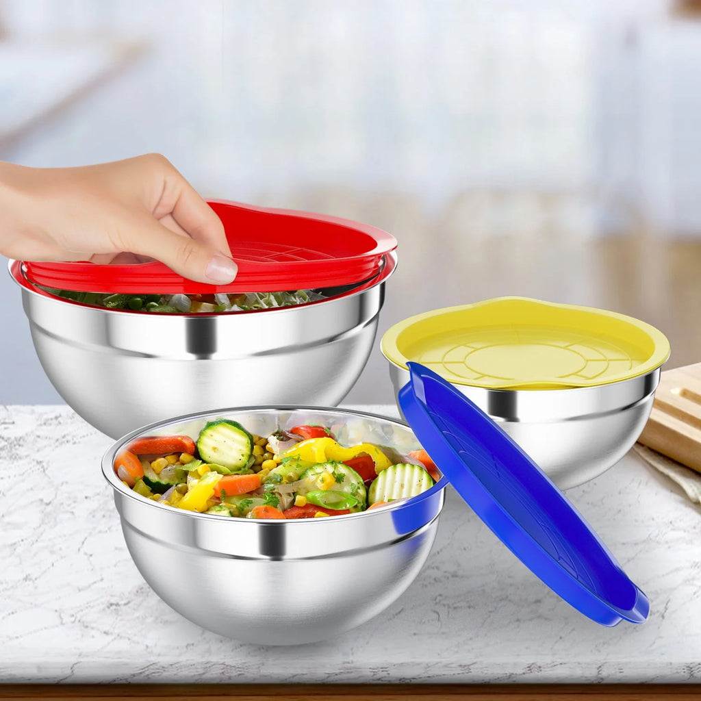 Stainless Steel Mixing Bowls Set with Lids 7 Pc T27449