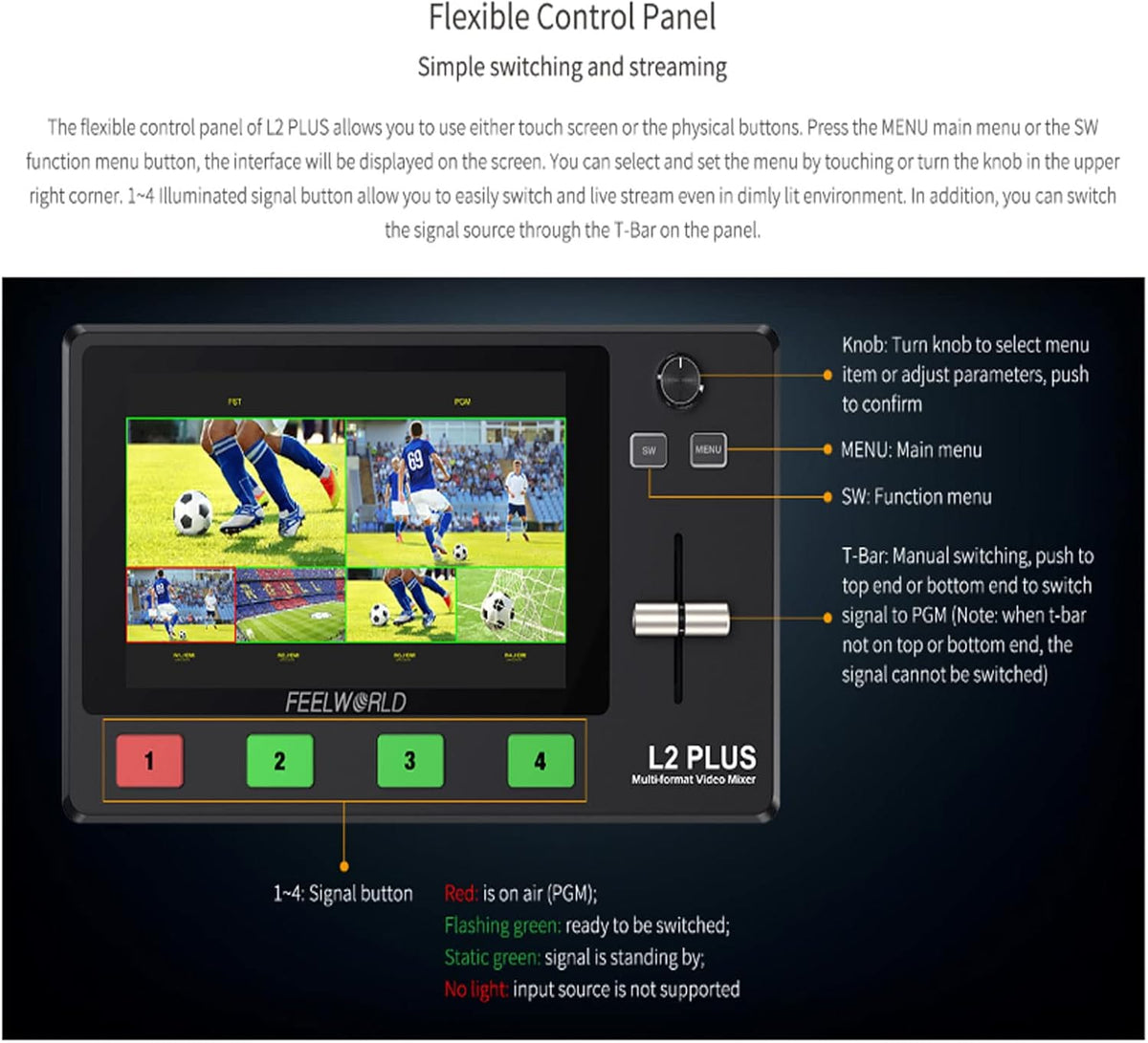 5.5 LCD Touch Screen Multi-Camera Video Mixer Switcher T815798