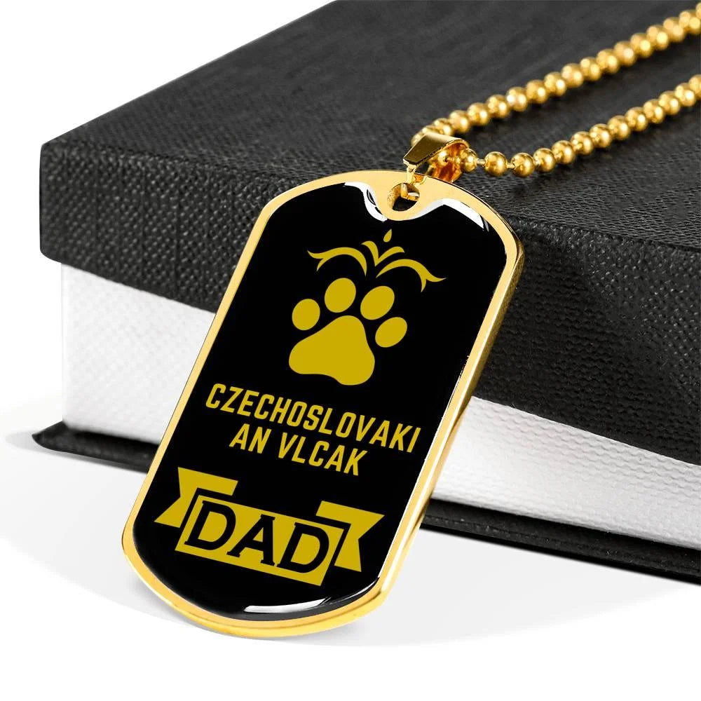 Stainless Steel or 18k Gold Dog Tag Necklace K5934