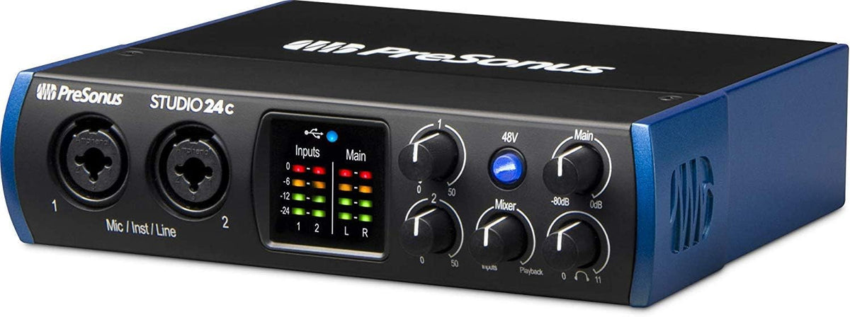 2x2 USB Type-C Audio Interface with Multimedia Monitors and Microphone Isolation Shield C476224