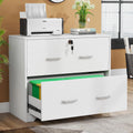 White 2-Drawer Wood File Cabinet with Lock J5895