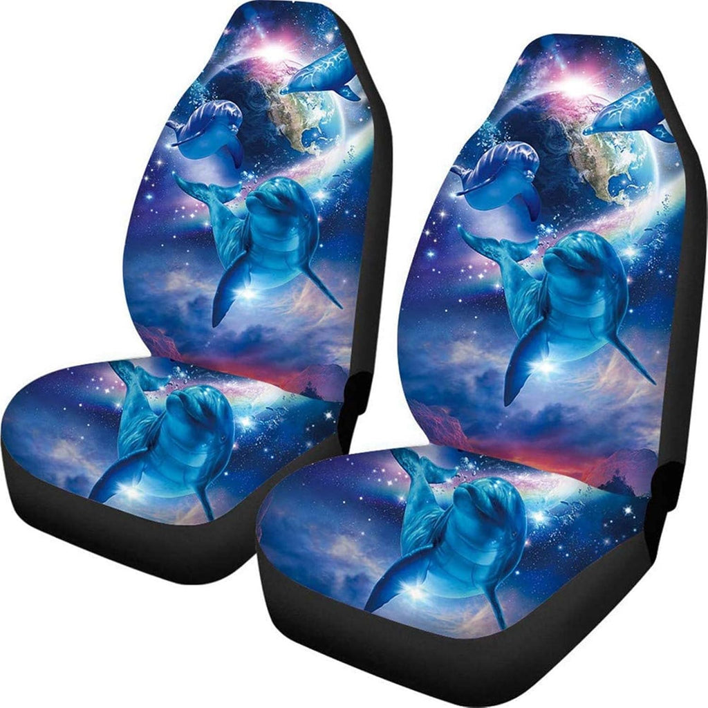 Non Slip Neoprene Front Seat Covers Set of 2 Black White Universal Size V88077