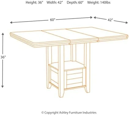 Dark Brown 36" Counter Height Dining Extension Table W330