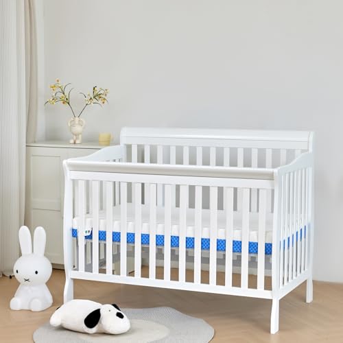 Baby Crib Mattress with Removable Outer Cover, White & Blue L185905