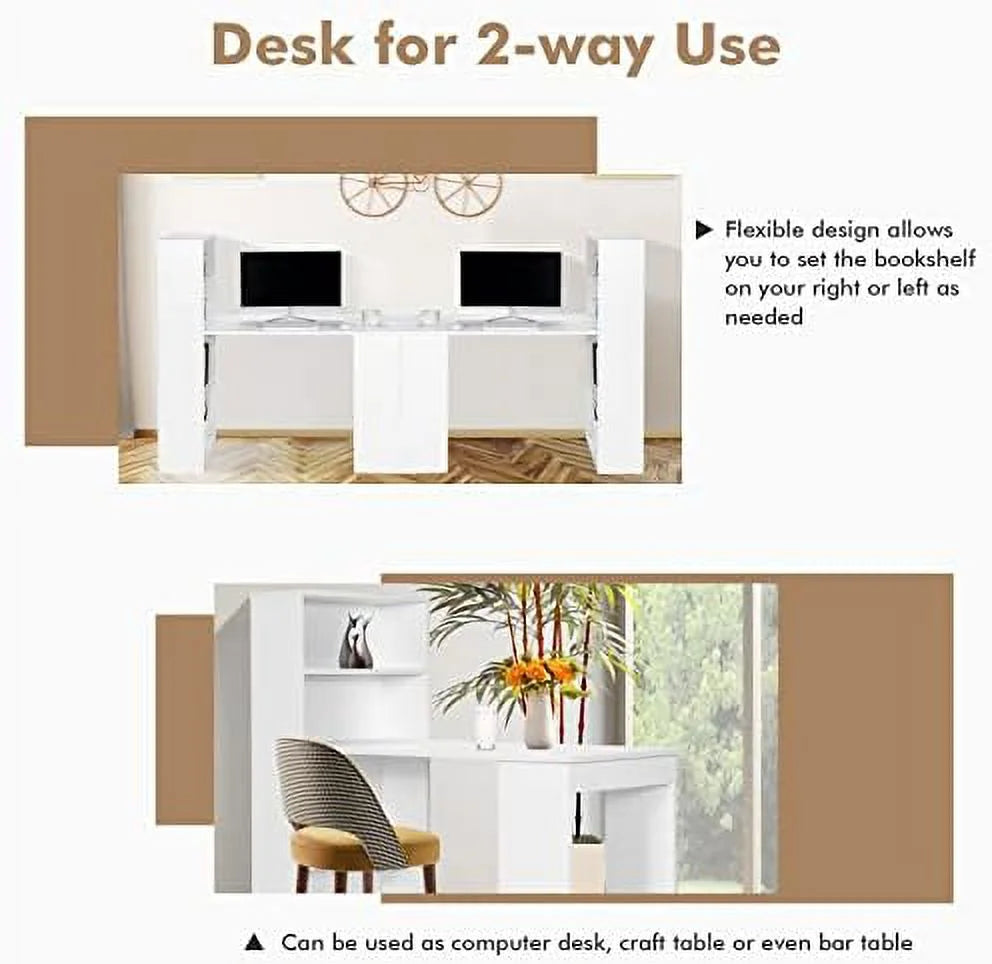 Black Computer Desk with Bookcase and CPU Stand S996