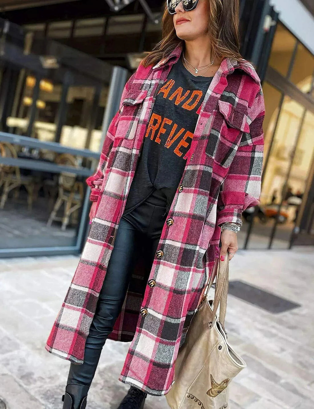 Flannel Button Up Plaid Shirt V522810