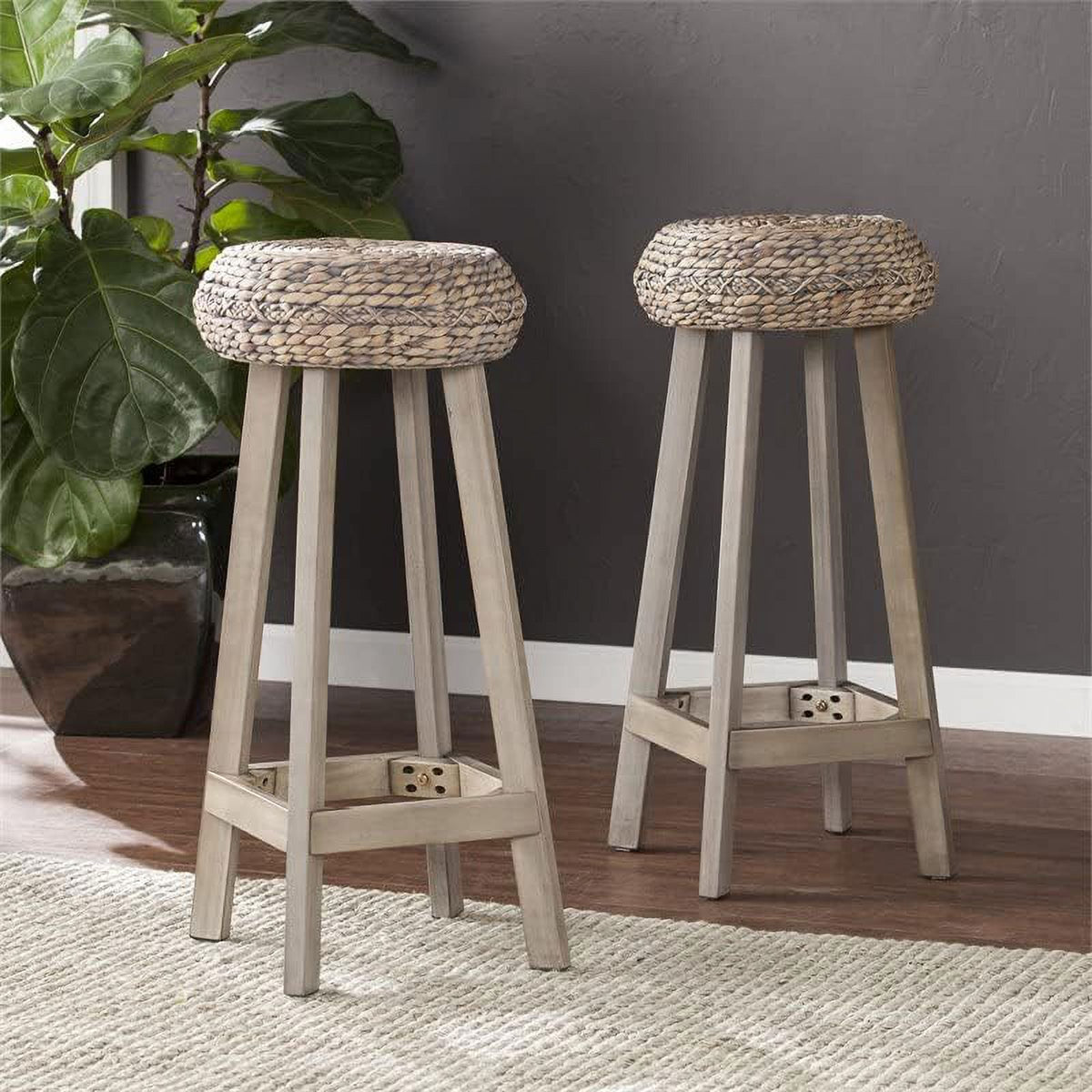 Gray Backless Hyacinth Stools E4789