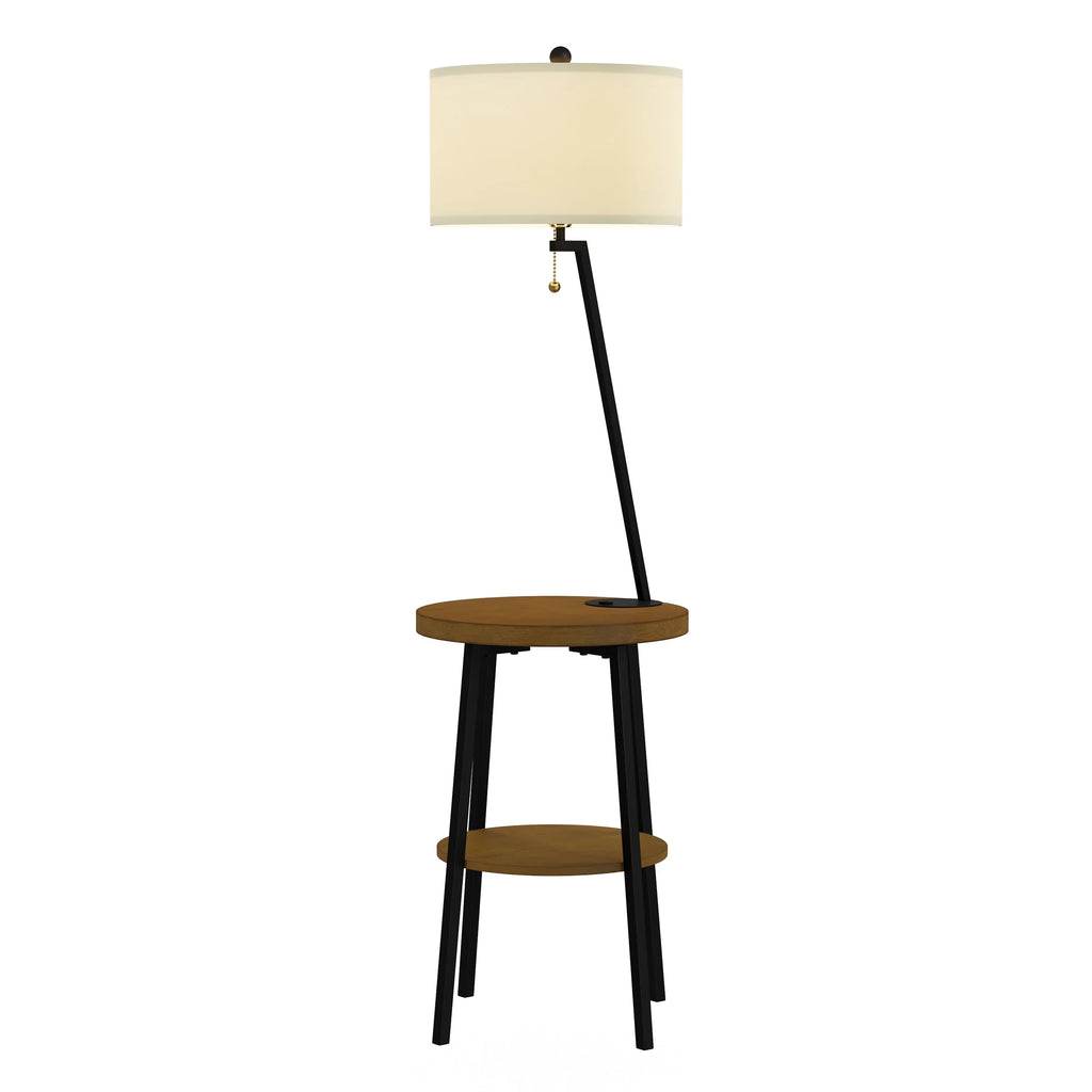 58-inch Floor Lamp with Table and USB Charging Port with Drum Shade K546471