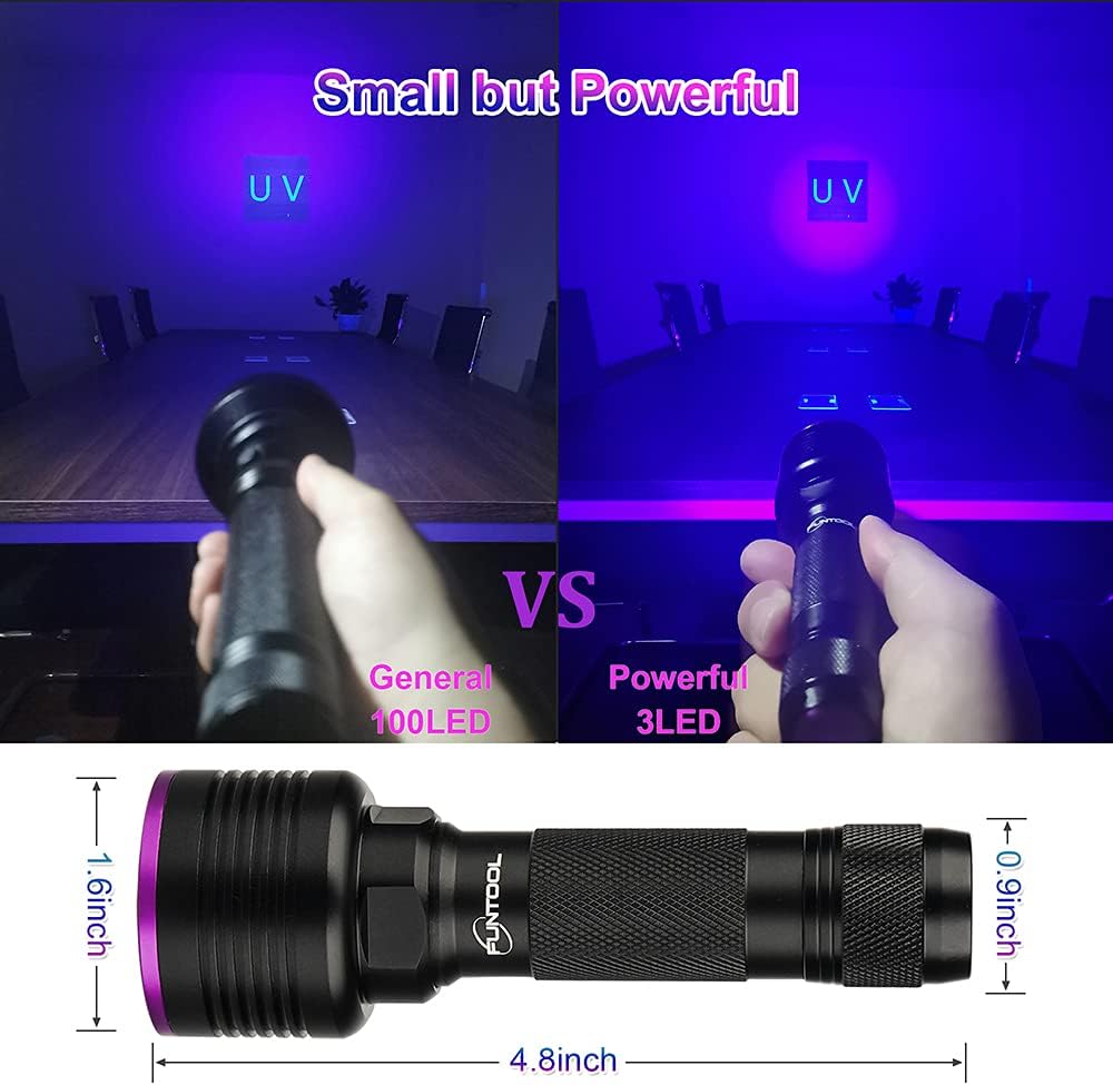 Black Light Flashlight UV Flashlight Rechargeable Ultraviolet 385-395nm T17793