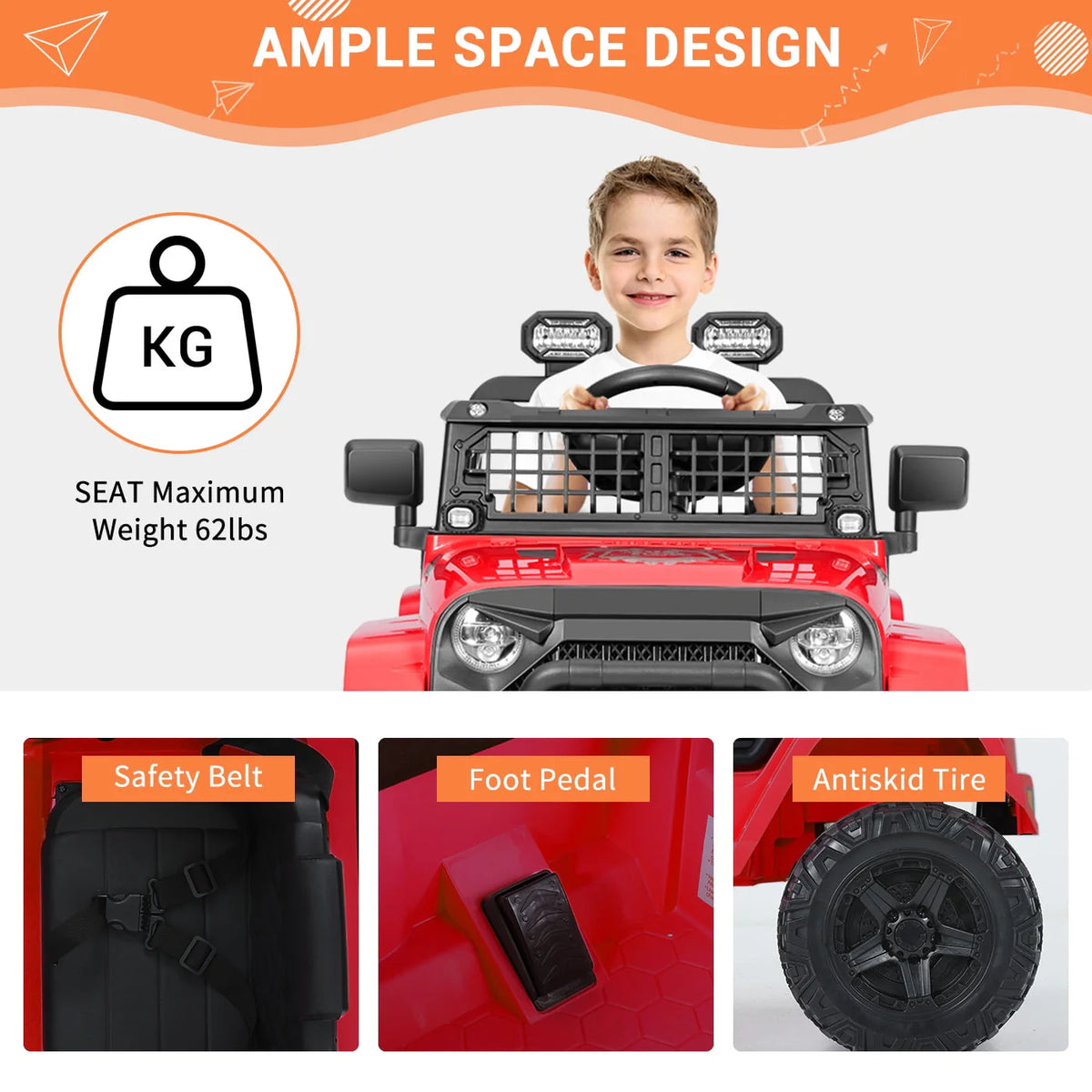 12V Electric Ride on Toy Car with Remote Control K67313