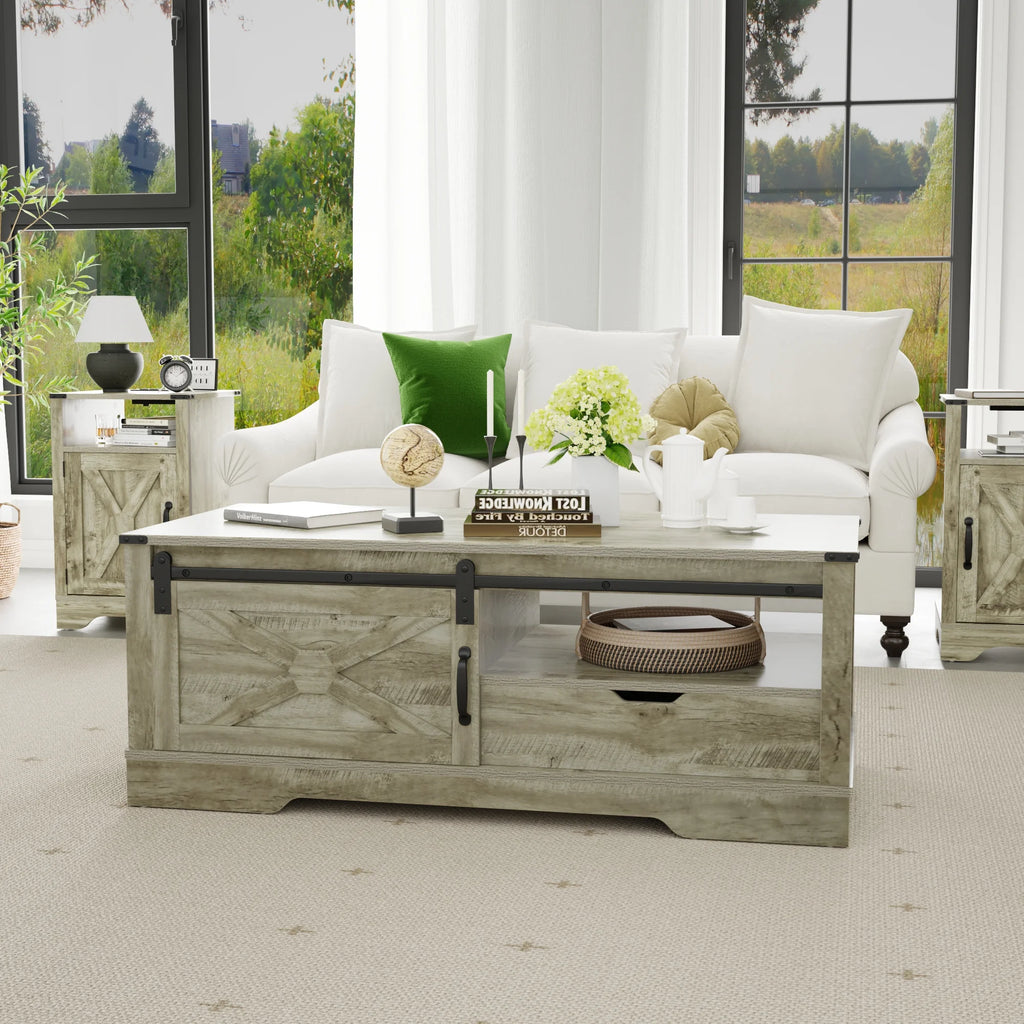 Light Gray Rectangular Coffee Table U342
