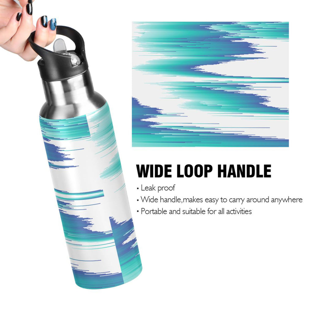 Stainless Steel Water Bottle Gradient Blue Green with Straw Lid Vacuum Insulated 20 OZ K3926