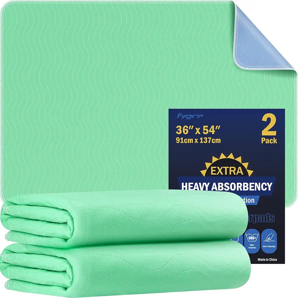 2 Pack 36” x 54” Extra Heavy Absorbency Washable Waterproof Underpads O6111