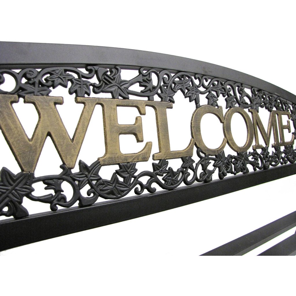 Black and Gold Outdoor Metal Patio Bench O88697