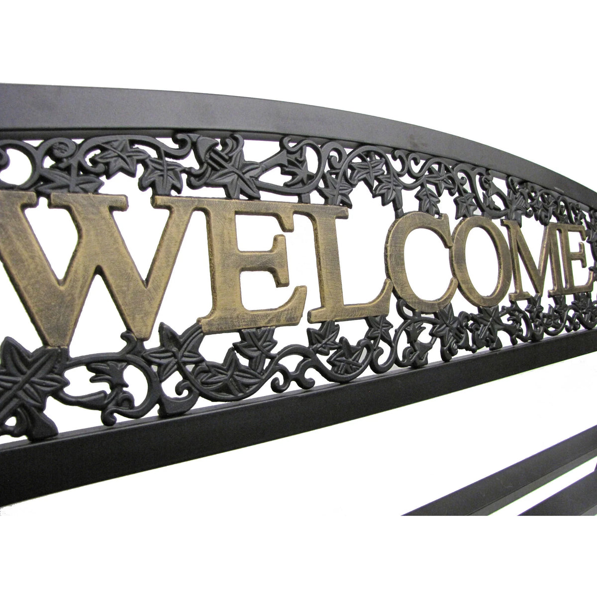 Black and Gold Outdoor Metal Patio Bench O88697