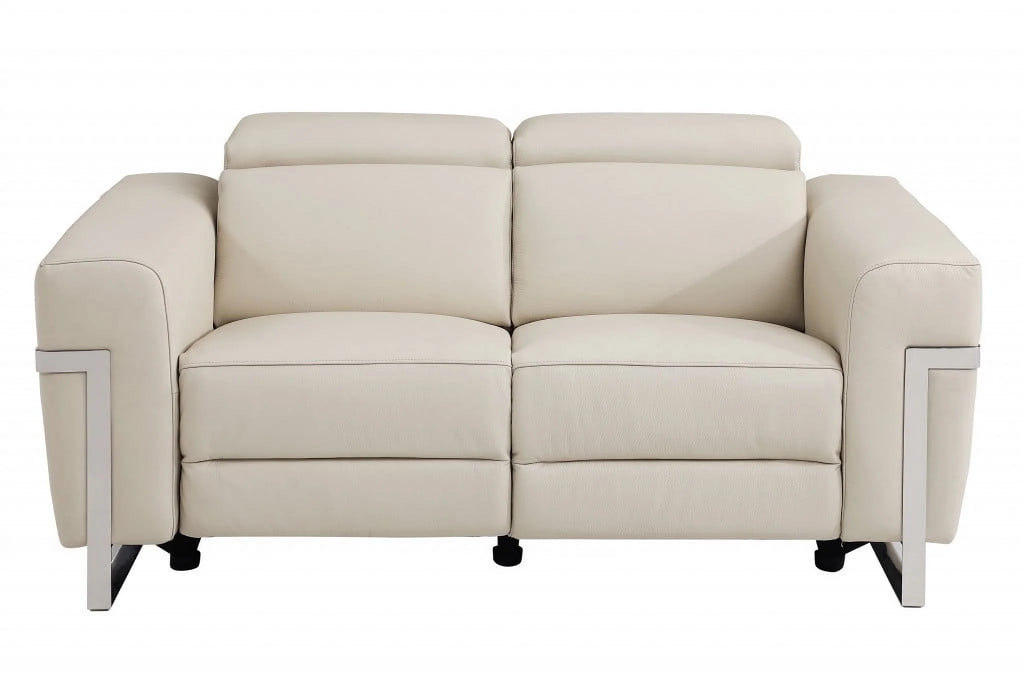 Beige Italian Leather Six Person Seating Set I991
