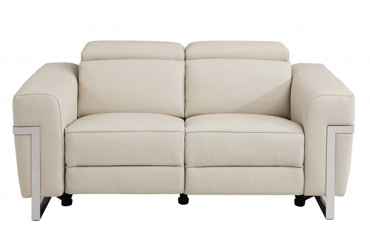 Beige Italian Leather Six Person Seating Set I991
