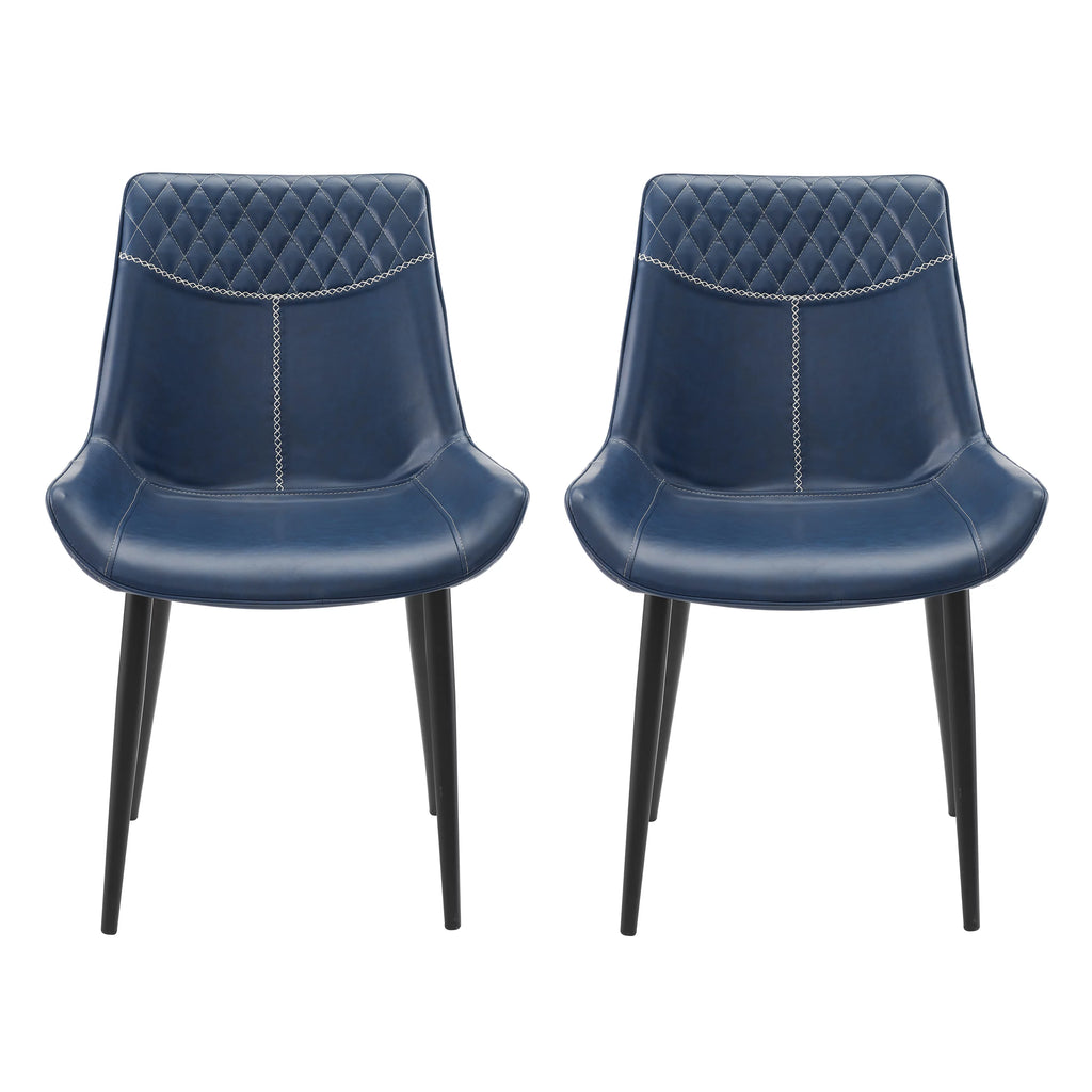 Set of 2 Blue Faux Leather Dining Chairs T8443