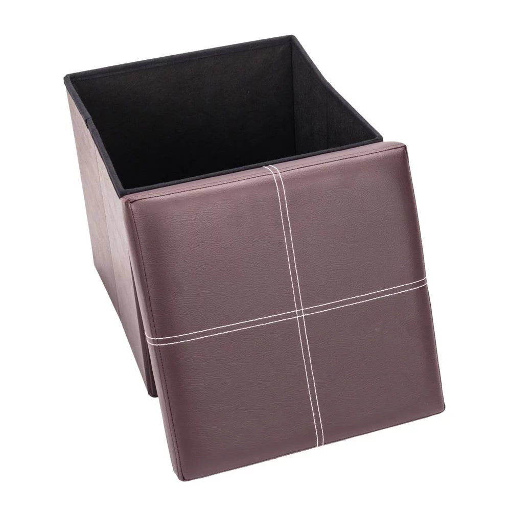 Folding Storage Cube Ottoman Brown P510