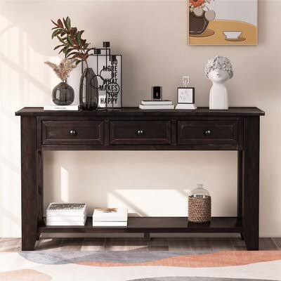 55'' Console Table Sofa Table with 3 Drawers and 1 Shelf Espresso U88323