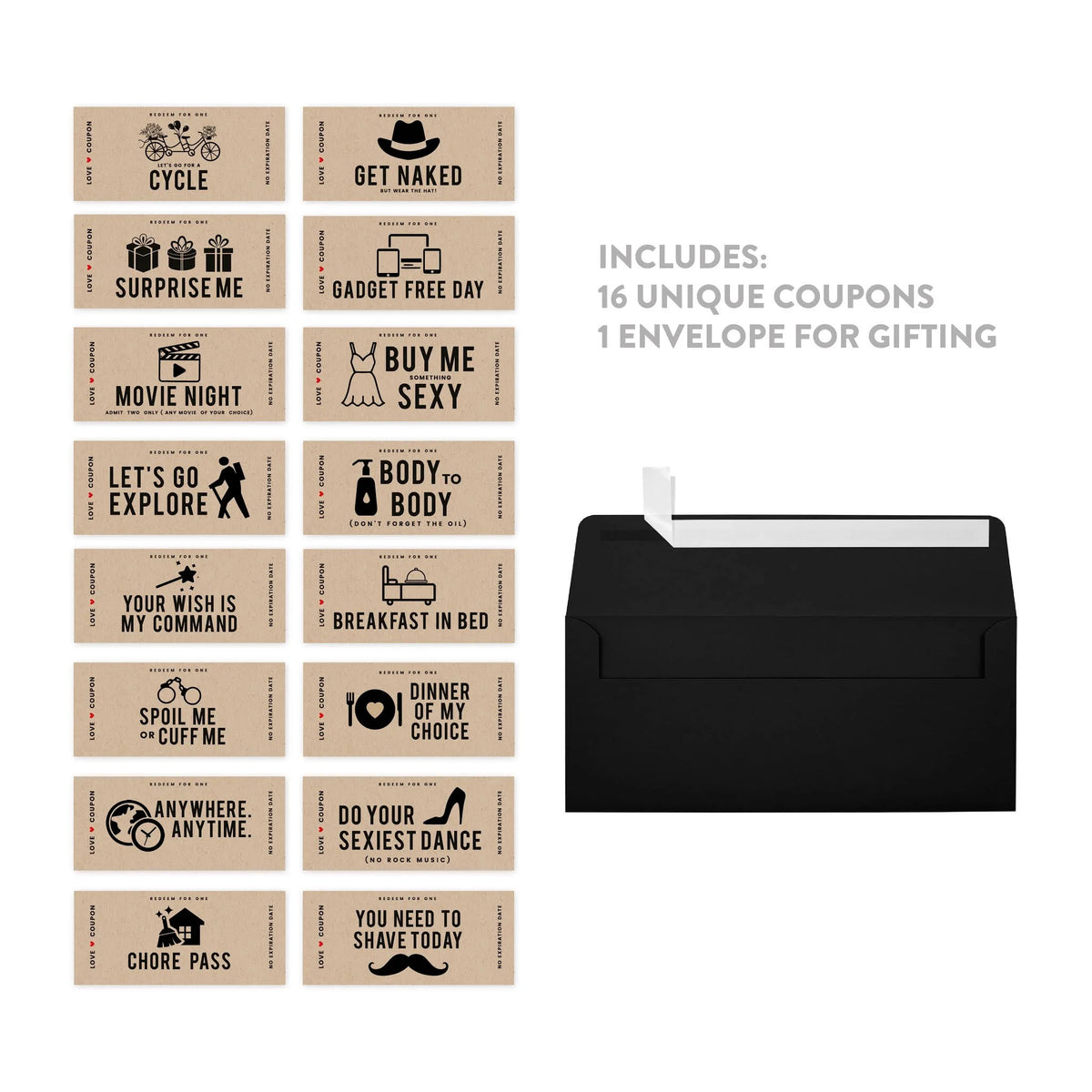 16-Pk Kraft Brown Love Coupons R506272